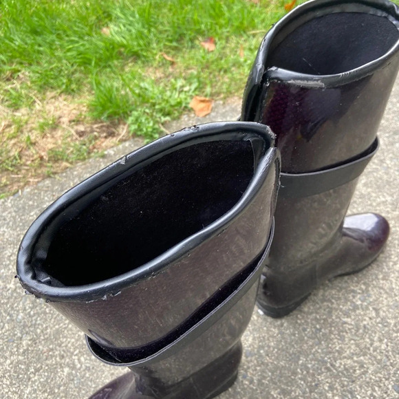Dav Bristol Weatherproof Knee High Rain Shiny Black Boot Sz 8 - Picture 7 of 9